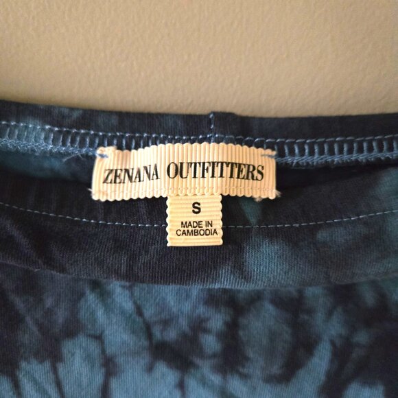 Ocean Whisper Blue & Black Tie Dye Off-Shoulder Top (Small) NWOT - Picture 3 of 4